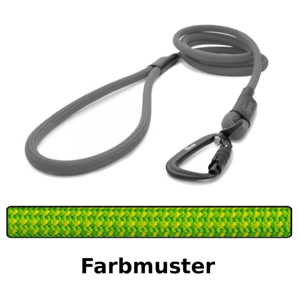 klassische Hundeleine TWIST - M - 115cm - grün mit gelben Punkten